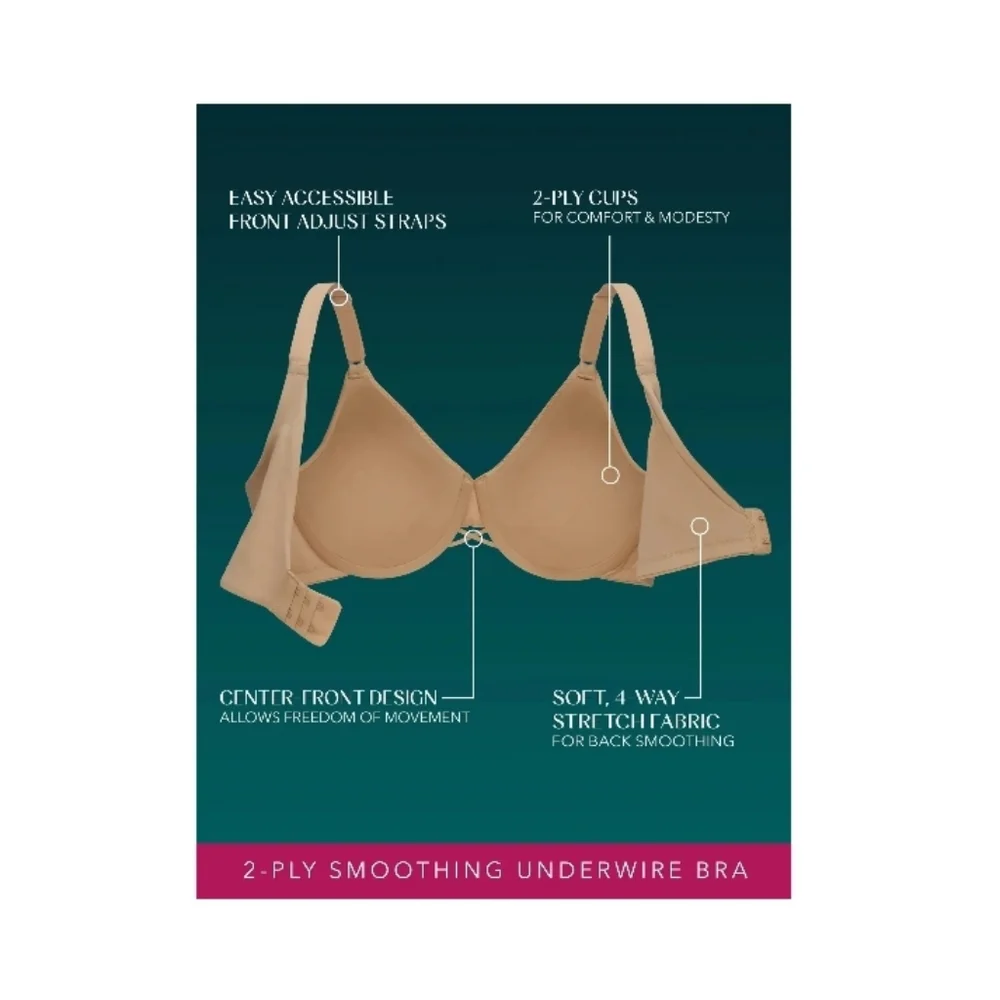 🧋♡Vanity Fair Radiant Women's Underwire Bra - 2-Ply Back and Side Smoothing - Picture 4 of 7
